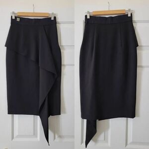 MILLY CADY CASCADE MIDI SKIRT BLACK SIZE 2